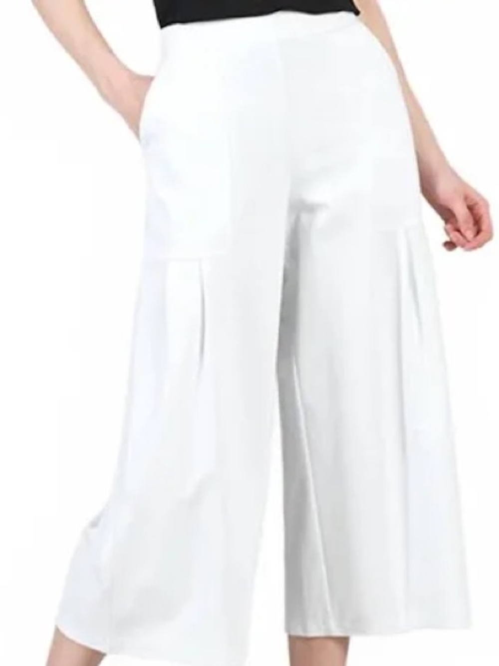 Clara Sun Woo Knit Gaucho Pocket Wide Leg Pant White Size Medium